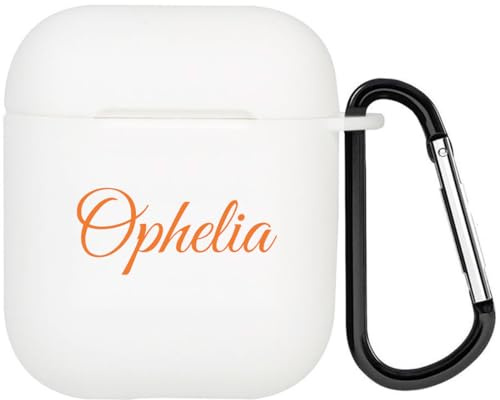 Individuelles Namensetui kompatibel mit Apple AirPods 1&2, personalisiertes Softcover mit Handschriftstil (Weiß)