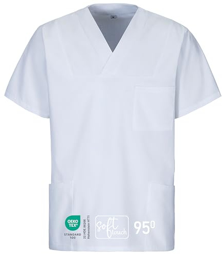 EXNER Medizinischer Schlupf-Kasack, OP-Kasack, Unisex, für Krankenpflege, Altenpflege, Farbe weiß, Größe 7XL