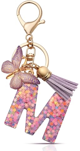 CHUQING Schlüsselanhänger Mit Anfangsbuchstaben - Buchstabe Anhänger Schmetterling für Mädchen und Frauen - Keychain Geschenk