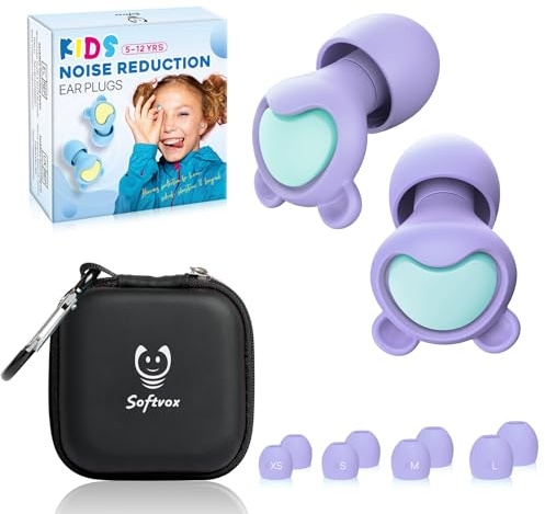 Softvox Kids Ear Plugs for Ages 6+, Reusable Noise Reduction Ear Protection