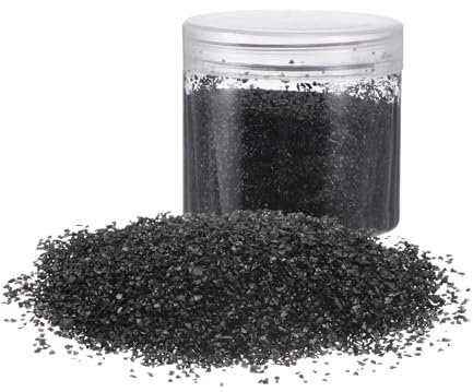 sourcing map 200g Crushed Glass Chips 1-3mm Shiny Electroplating Irregular Broken Sprinkles Chunky Glass for Crafts DIY Resin Art Decoration Vase Filler, Black