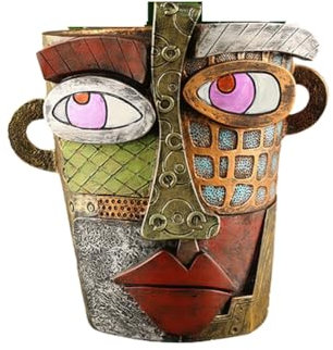 Kioball Jardinière arc-en-ciel abstraite, graffiti avec drainage, pots de fleurs pour plantes d'intérieur grande taille