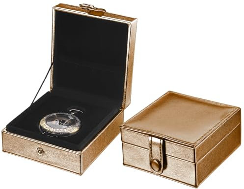 SIBOSUN Bronzefarbene Luxus-Leder-Litschi-gestreifte Taschenuhr-Box für Vater, Ehemann, Sohn, Freund, Vitrine, Aufbewahrungsbox, Weihnachten, Geburtstag, Jahrestag, Valentinstag