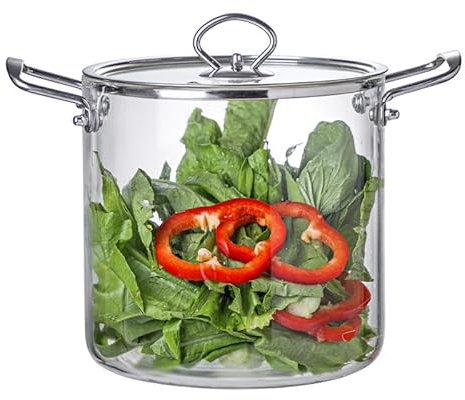 Yiustldd Casserole en Verre avec poignée de Couvercle, marmite en Verre Transparent résistante à la Chaleur, marmite en Verre pour Cuisine à Domicile, Restaurant,5.5L