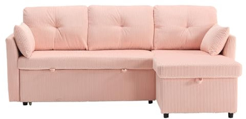 SUPPNEED Sofa mit Schlaffunktion, Schlafsofa mit Bettkasten, Schlafcouch 206 * 110 * 88cm mit Stauraum und Seitentaschen, Ecksofa L Form für Wohnzimmer, Modulares Sofa