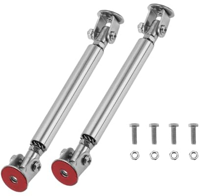 Partuto 2pcs 7.5cm/2.95in Car Splitter Support Rods Adjustable Front Rear Bumper Lip Splitter Strut Support Bars Aluminum Alloy Silver Tone No Drilling Holes