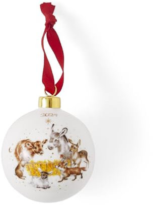 Royal Worcester Wrendale Designs Away In A Manger Annual Ceramic Bauble Limited Edition 2024