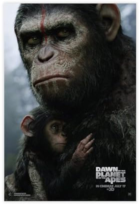 biegzc Filmposter Dawn of The Planet of The Apes, Leinwandposter, Wandkunst, Dekordruck, Bild, Gemälde für Wohnzimmer, Schlafzimmer, Dekoration, 20 x 30 cm