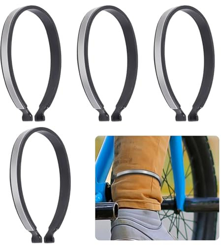 TenaLucy 4 Pièces Serre Pantalon Velo,Pince à Pantalon de Vélo avec Bandes Réfléchissantes Pince à Pantalon Réglable Vélo Brassard Réfléchissant,pour Unisexe Cyclisme Courir Poignet Cheville Nuit