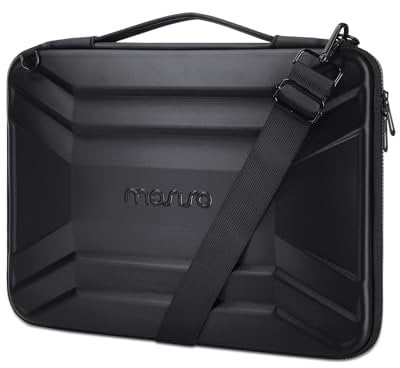 MOSISO 15-15.6 inch Hard Shell Laptop Sleeve Shoulder Bag, Waterproof Shockproof Protective Symmetrical Trapezoid EVA Computer Bag Carrying Case Compatible with MacBook Pro 16, HP, Dell Notebook,Black