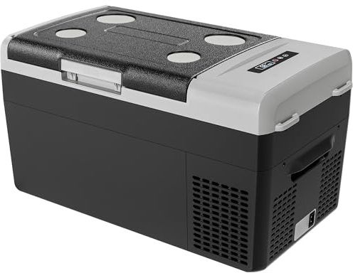 EKOJUCE - 12 Volt, 21 Quart (20L), 55°F to 66°F, 12/24V DC and 110-240V AC Portable Refrigerator for Camping, RV, Fishing, Travel, Home
