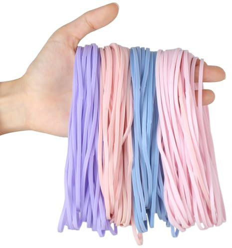 KJAHLAL 120 Pcs Long Rubber Bands, Morandi Colors, Assorted Colors Heavy Duty, Premium Rubber Bands Office Supplies, Home, Kitchen and Office, 7x1/8 Inches