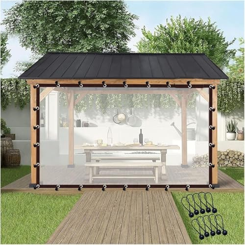Clear Waterproof Pergola Side Panels Tarpaulin with Eyelets Plastic Partition Screen Customizable Outdoor Tarp Curtain for Porch Gazebo Patio,H*L,250x250cm/8x8ft