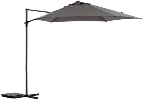 Hespéride - Parasol déporté rond naulia ardoise 3,3m en acier polyester et nylon
