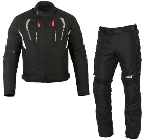 Motorradanzug Herren 2-teilig – Leichte Textilkombination mit CE Protektoren für Sicherheit,Herren Motorrad Textil Jacke und Hose,Motorrad Textil Kombi (BLACK, S)
