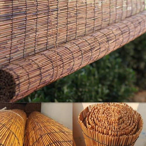 Tenda a pacchetto naturale, realizzata in canna, senza fori, parasole per esterni in bambù, per esterni, arrotolabile (150 x 250 cm)
