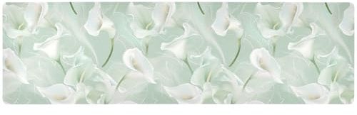 Calla Lily Flower Pastel Colors Mint Green Long Trivets for Hot Pots and Pans, Heat Resistant Table Mats and Waterproof Heat Mat for Hot Plates 39.40“X 11.80”, Extra Large
