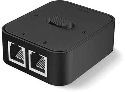 Duplicador Ethernet, 2 Puertos 1000Mbps Ethernet Splitter, Duplicador RJ45, Switch RJ45 1 a 2 sin Necesidad de Fuente de Alimentación, para Ordenadores, Enrutadores, 1 Unidad