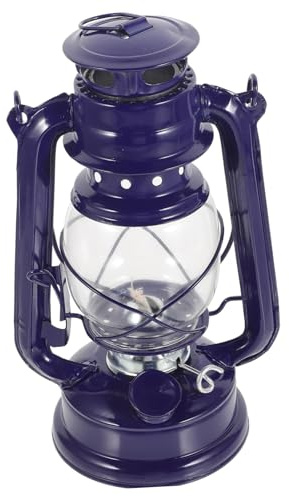 Toyvian Vintage Haushalts Petroleumlampe aus Eisen und Glas Blau Multifunktional und Installieren als Dekoration und Geschenk für Buddhahallen und Einweihungsfeiern