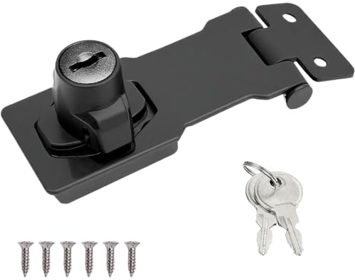 Wopanxye Loquet de 10,16 cm avec clés, loquet de porte à bouton tournant à verrouillage à clé, loquet de sécurité en acier inoxydable, pour porte de garage, armoires, placard, tiroir, chambre, noir