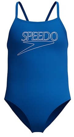 Speedo Girls Endurance+ Logo Thinstrap Swimsuit Swimming Costume Blue