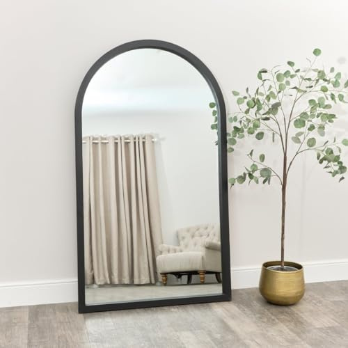 Melody Maison Extra Large Black Arched Frame Leaner/Wall Mirror - 190cm x 110cm