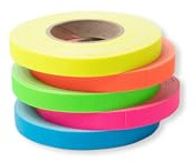 Gewebeband-Set Gaffa, 5 Rollen, 10 mm x 12,5 m, Gelb/Orange/Grün/Pink/Blau | PE-beschichtetes Gewebe mit stark haftendem Kautschuk-Klebstoff; Neonfarben für Markierung, Bühne, Atelier und Werkstatt