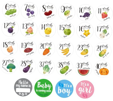 28 Stück Schwangerschafts Bauchaufkleber, Sicher und Leicht Entfernbar | Babybauch Shooting, Familienfotos und Paare, ohne Rückstände, als Foto Requisiten