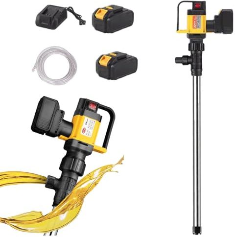 Pompa per gasolio, pompa elettrica per fusti 800W senza fili, 2 batterie, 6 tubi Lega/Inox/PPR/PVDF/PTFE/Vite, per Diesel, Kerosene, olio motore/idraulico, liquidi caldi, magazzino Alloy