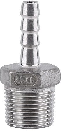 SS304 Conector de Cola de Manguera Racor de Tubería Adaptador de Cola de Manguera de Acero Inoxidable Rosca BSP Macho(3/8 * 6mm)