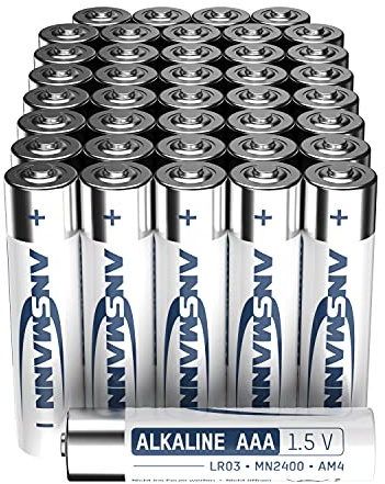 ANSMANN Batterien AAA Alkaline Größe LR03 - AAA Batterie für Küchenwaagen, Uhren, Wecker, Taschenlampen, Leuchten, Deko, LEDs, (40 Stück Vorratspack) Design kann abweichen