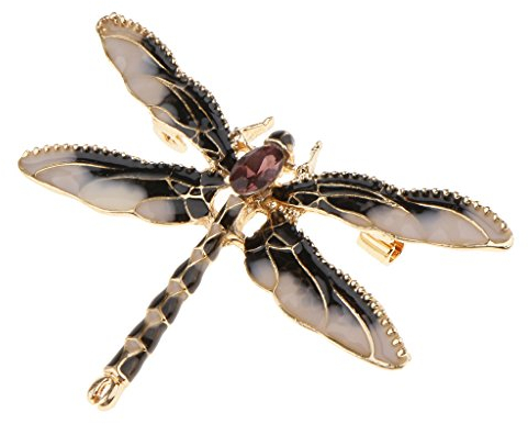 Sharplace Broche Forme Libellule Insecte épingle Pin Femme à Décoration de Vêtements, Noir