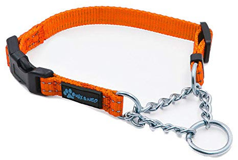 Max and Neo Martingalhalsband aus Edelstahl, Größe XS, orange