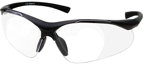 grinderPUNCH Volllinsenvergrößerungsschutzbrille mit schwarzem Rahmen | Klare Linse | | Vergrößernde Lesebrille (+1,50 Dioptrien)