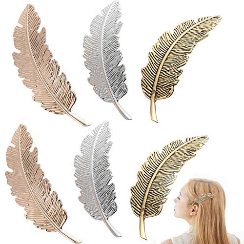 INTVN Pince a Cheveux Mariage Clips de Cheveux en Metal Barrettes à cheveux Plume Feuille Vintage Accessoires de Cheveux pour Femme Fille