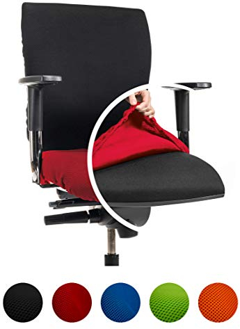 CLEANCHAIR Bürostuhlbezug für die SITZFLÄCHE (Größe Standard) - Sitzflächengröße ca. 40-52 cm Breite und ca. 40-52 cm Tiefe (Rot)