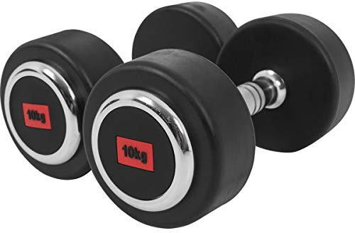 GORILLA SPORTS® Kurzhanteln - Einzeln / 2er Set, Gewichte von 2,5 bis 50 kg, mit/ohne Ablage, aus Gusseisen, Gummiert, Griff gerändelt, rutschfest - Rundhanteln, Kurzhantelset, Hantel Set, Dumbbells