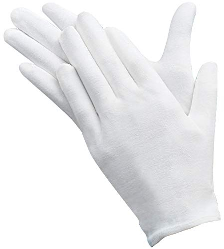 YIKEF 12 Paar Baumwolle Handschuhe Cotton Gloves ,Größe M,LBequem und Atmungsaktiv, für Hautpflege, Schmuck Untersuchen, Tägliche Arbeit usw
