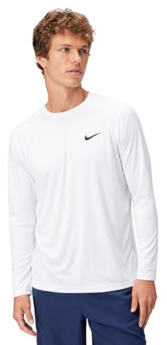 Nike Swim Men's Long-Sleeve Hydroguard, White, Medium