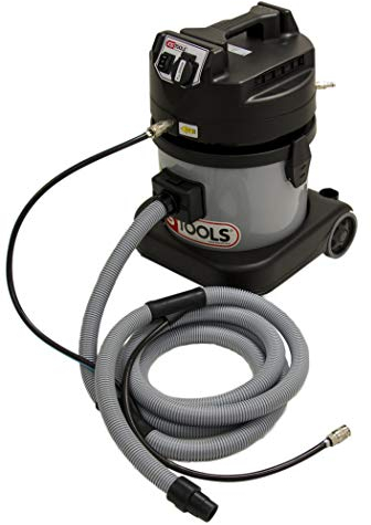 KS TOOLS 165.0111 - Centrale d'Aspiration à Cuve Plastique 23L - 1250W - Avec un Flexible de 4,5 m et un Plateau Central