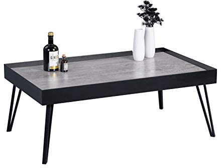 M2 Kollektion Julian 3 Couchtisch/Sofatisch, Metall, grau, schwarz, B/H/T= 100x39x60cm