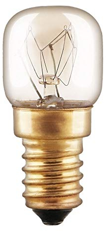Bombilla transparente para horno de 15 W, E14, tubo T22 300°, doble filamento