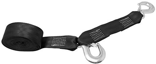 CustomTieDowns 2 Inch Wide Replacement Boat Winch Strap, Boat Hook On One End, 10 Inch Safety Strap with A Forged Snap Hook, 1 Inch Loop On Opposite End for Attachment to Winch (16 Feet.)