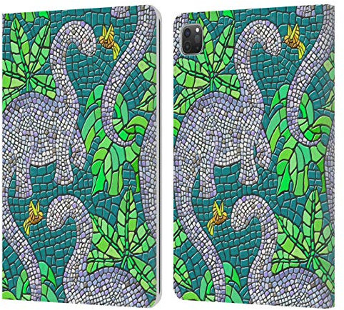 Head Case Designs Offizielle Micklyn Le Feuvre Mosaik Dino Muster 6 Leder Brieftaschen Handyhülle Hülle Huelle kompatibel mit Apple iPad Pro 11 2020/2021 / 2022