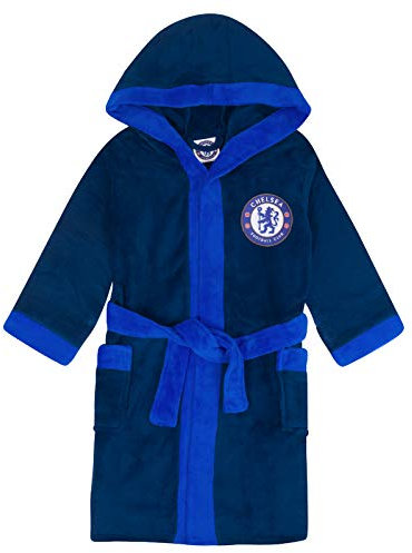 Chelsea FC - Herren Fleece-Bademantel mit Kapuze - offizielles Merchandise - Geschenk - Dunkelblau - M