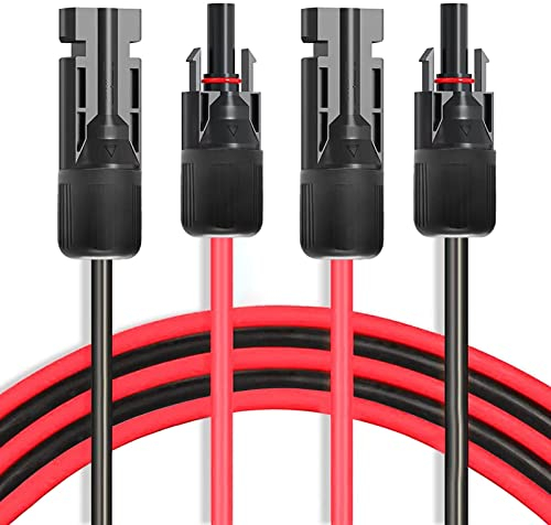 Solarkabel H1Z2Z2-K verzinntes Kupfer bezeichnet 4mm2, Solarkabel Verlängerung mit Solarstecker, PV Kabel rot/schwarz Photovoltaik Kabel mit Stecker für PV Solaranlage (10MX4mm2)