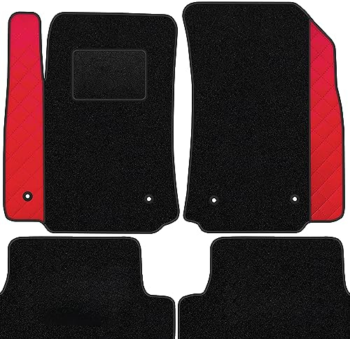 moto-MOLTICO Fußmatten Auto Velours Autoteppiche Schwarz Automatten Set 4-teilig - Auffälliges Design - passend für Citroen C4 Cactus 2014-2020 (Rotes Muster)
