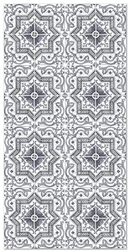 Panorama Tapis Vinyle Cuisine Salle de Bain - Différentes Tailles - (Carreaux Ciments Tolédo Bleu 40x80 cm)