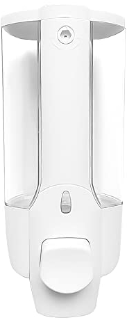 Bekasa Dispensateur Savon Mural 350 ML Dispens, Distributeur de Gel Douche,Porte Savon Liquide pour Salle de Bain,Distributeur de Savon Manuel pour shampooing, Gel Douche, après-shampoing (Blanc)