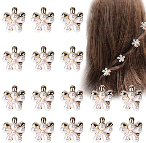16 Stück Kleine Haarklammern, DKDDSSS Haarkrallen Perle Kleiner Kleine Haarklammer Mini Haarspangen Haarclips für Mädchen Kinder Damen Hochzeit Party Braut